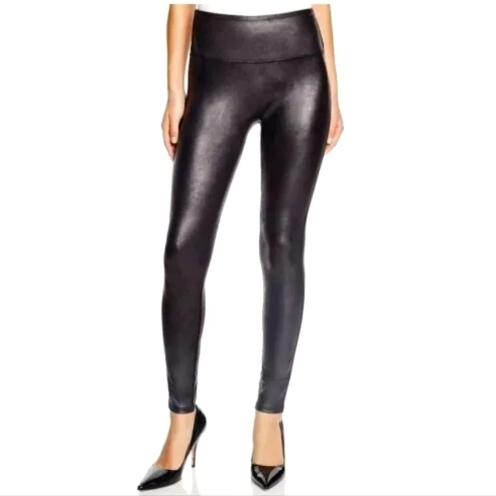 Spanx Skinny Metallic Faux Leather Leggings Size Medium